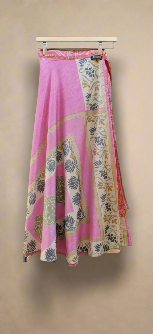 Alma Silk Double layers Wrap Skirt