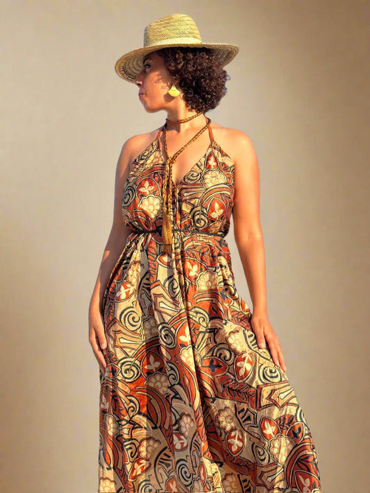 Beyonće Embroidered Backless Silk Dress