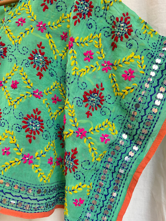 Azmiralda Hand Embroidered Top| Mint Green