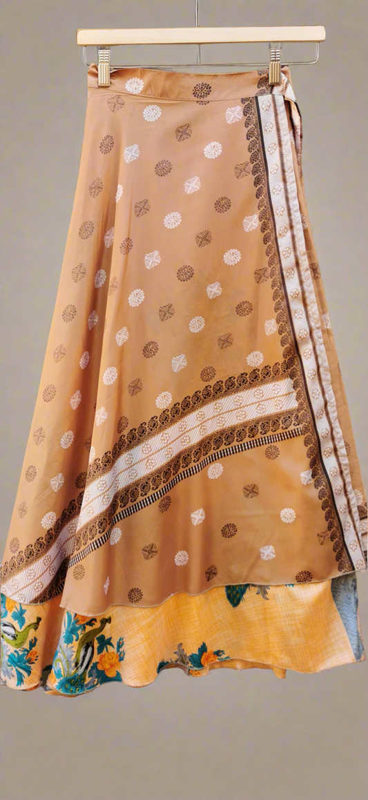 Simone Silk Double Layers Wrap Skirt