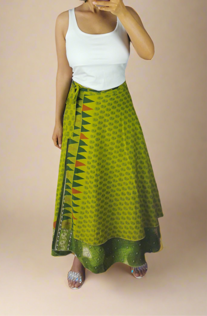 Bay Silk Double layers Wrap Skirt