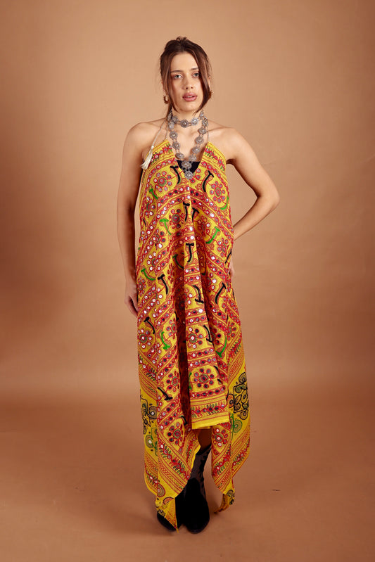 Kishori Mirror Embroidered Backless Dress