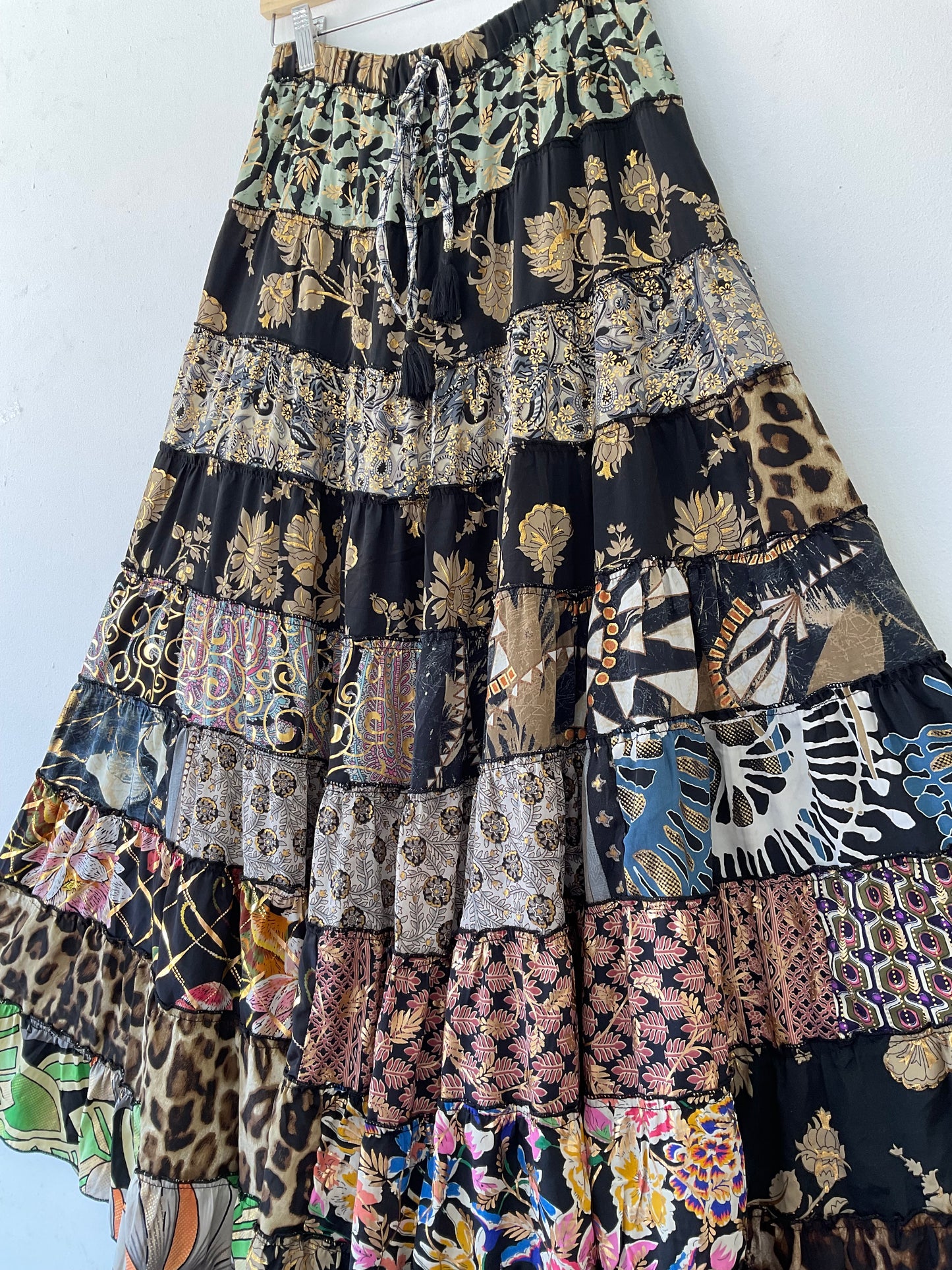 Patchwork Silk Skirt Midnight