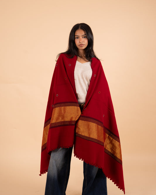 The Desert Shimmer Shawl |Dark Maroon