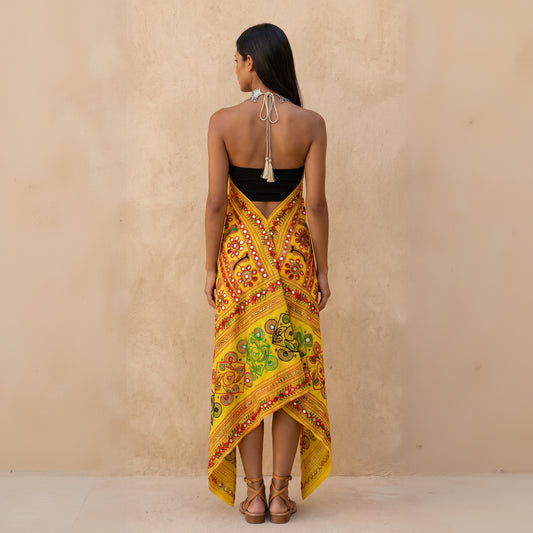 Kishori Mirror Embroidery Dress| Yellow