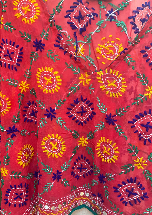 Azmiralda Hand Embroidered Top| Watermelon
