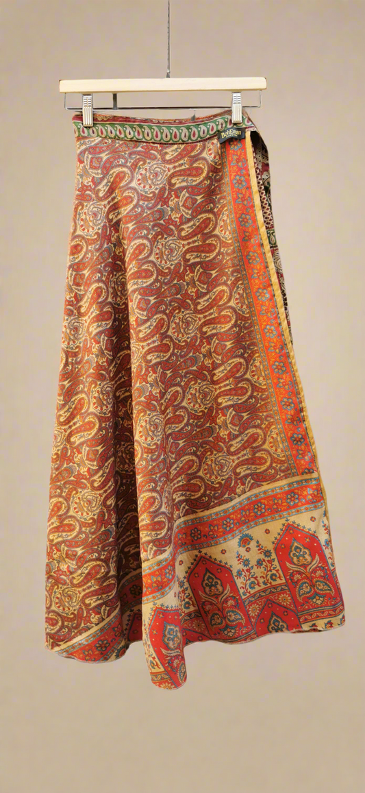 Nati Silk Double layers Wrap Skirt