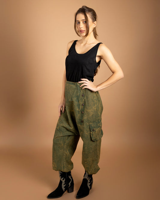 Lucia Heavy Cotton Pant In Green