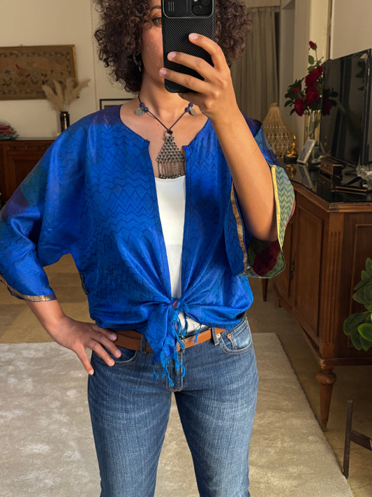 Peacock Pure Silk Short Kimono