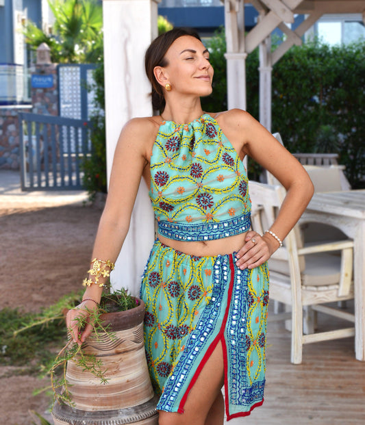 Luna Embroidered Top and Skirt Set