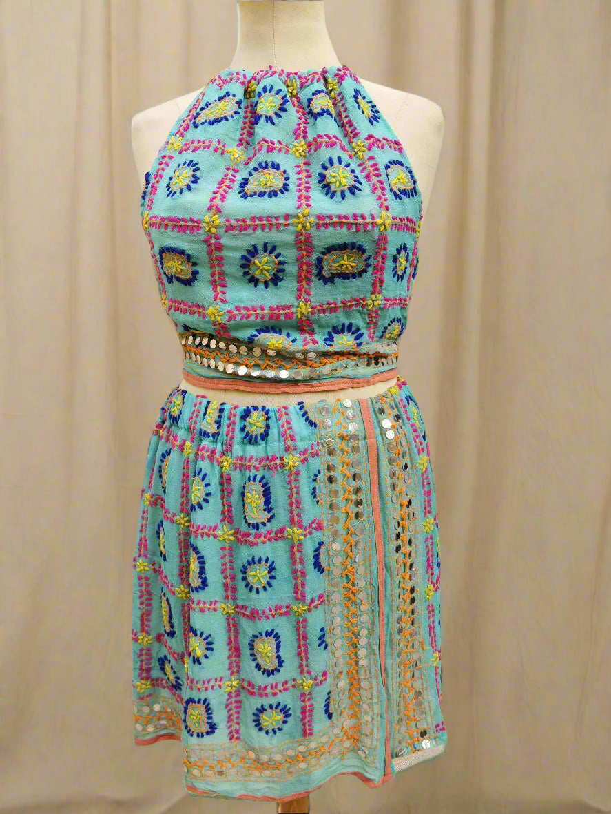Luna Embroidered Top and Skirt Set