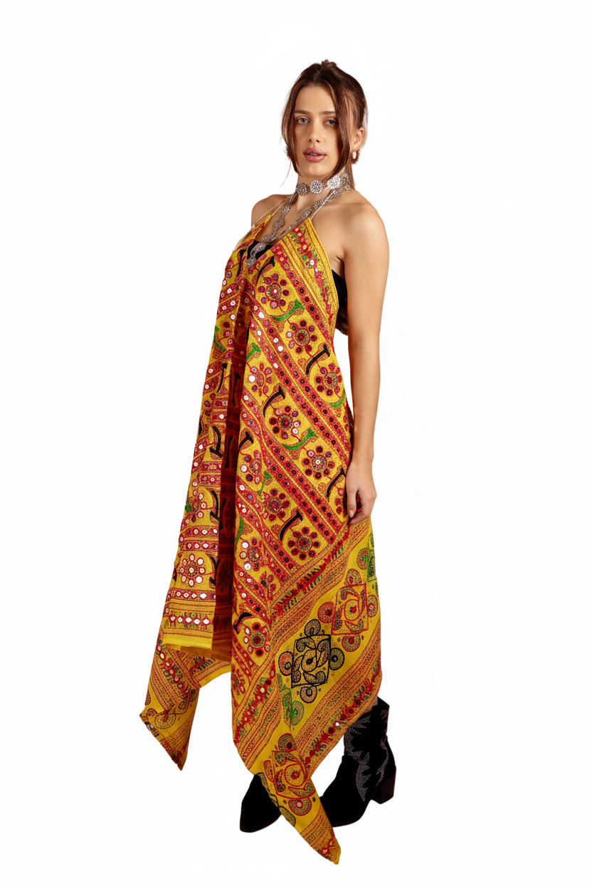 Kishori Mirror Embroidered Backless Dress