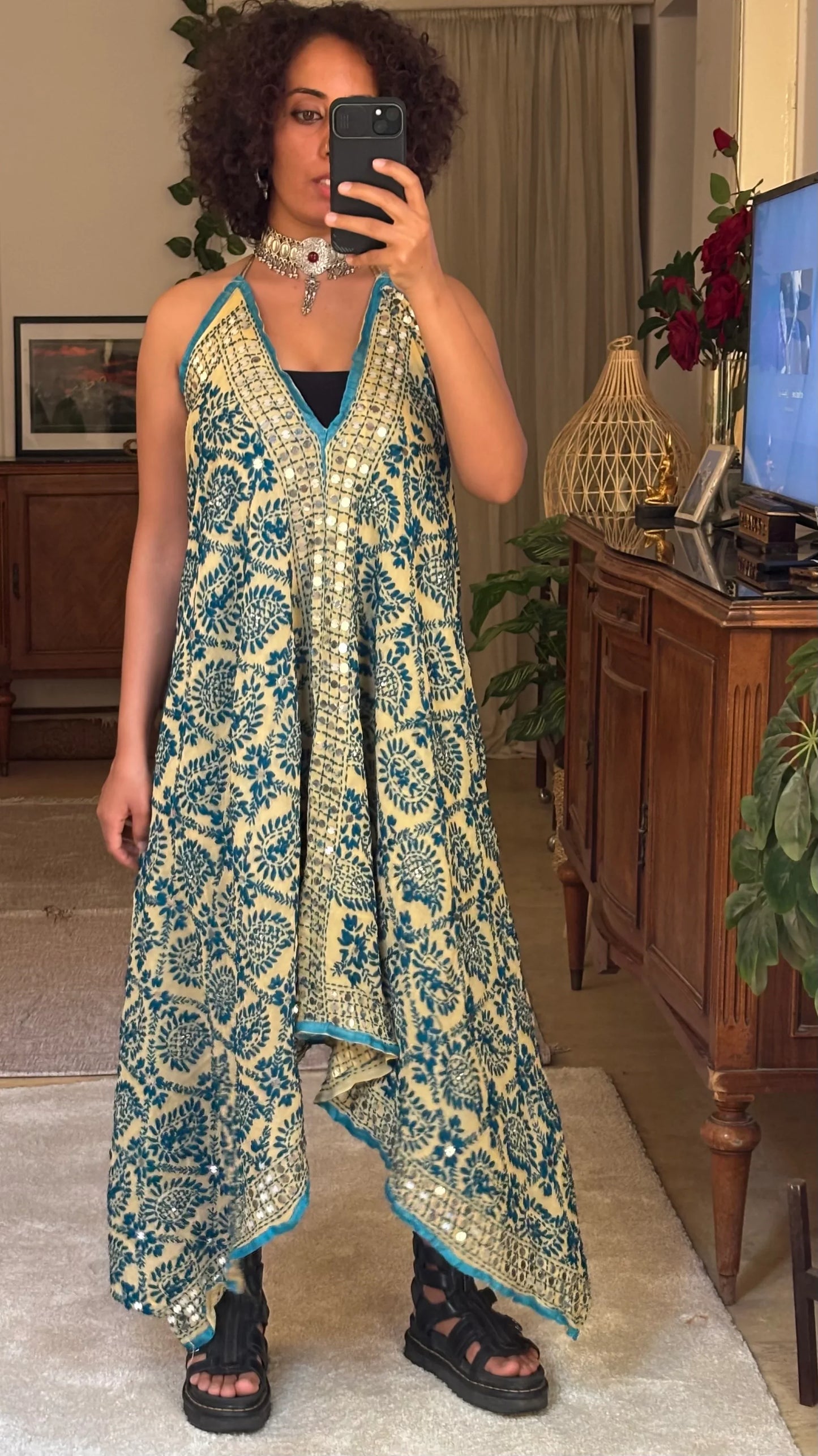 Iris Hand Embroidered Backless Dress