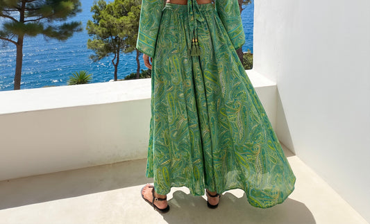 Kira Silk Pants| Tropical Green