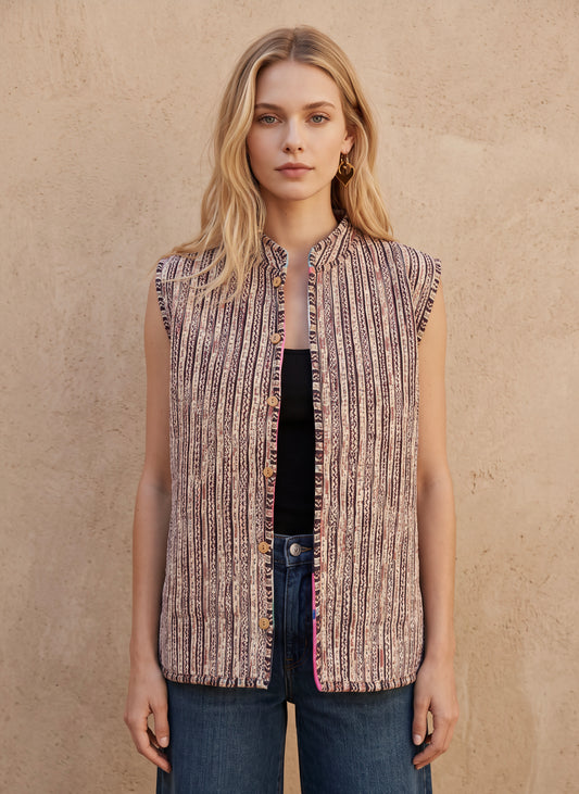 The Reversible Artisan Cotton Jacket| Stripe Back