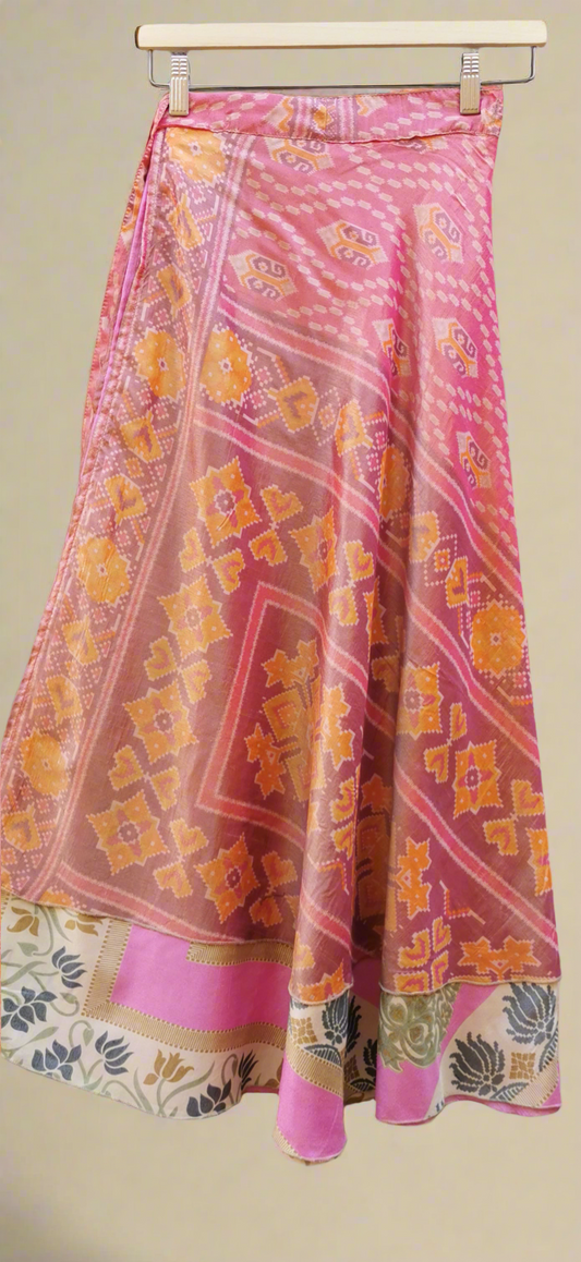 Alma Silk Double layers Wrap Skirt