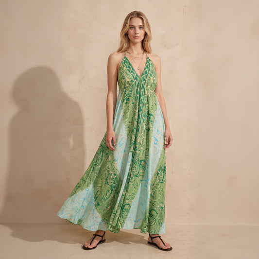 The Serenity Silk Dress Green