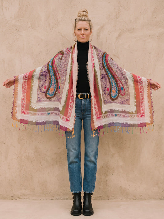 Tanvi Artisan 3 Layers Wool Scarf| Peachy