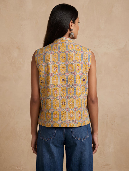 The Reversible Ajrakh Cotton Vest