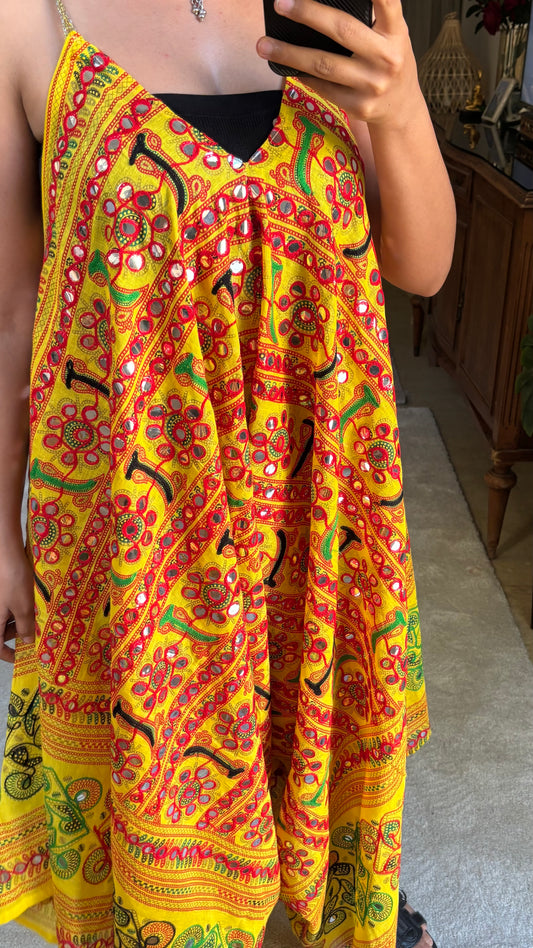 Rajkumari Mirror Embroidered Jumpsuit In Yellow