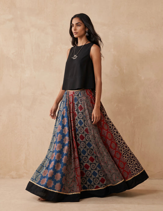 The Ajrakh Maxi Skirt| Geometric Pattern