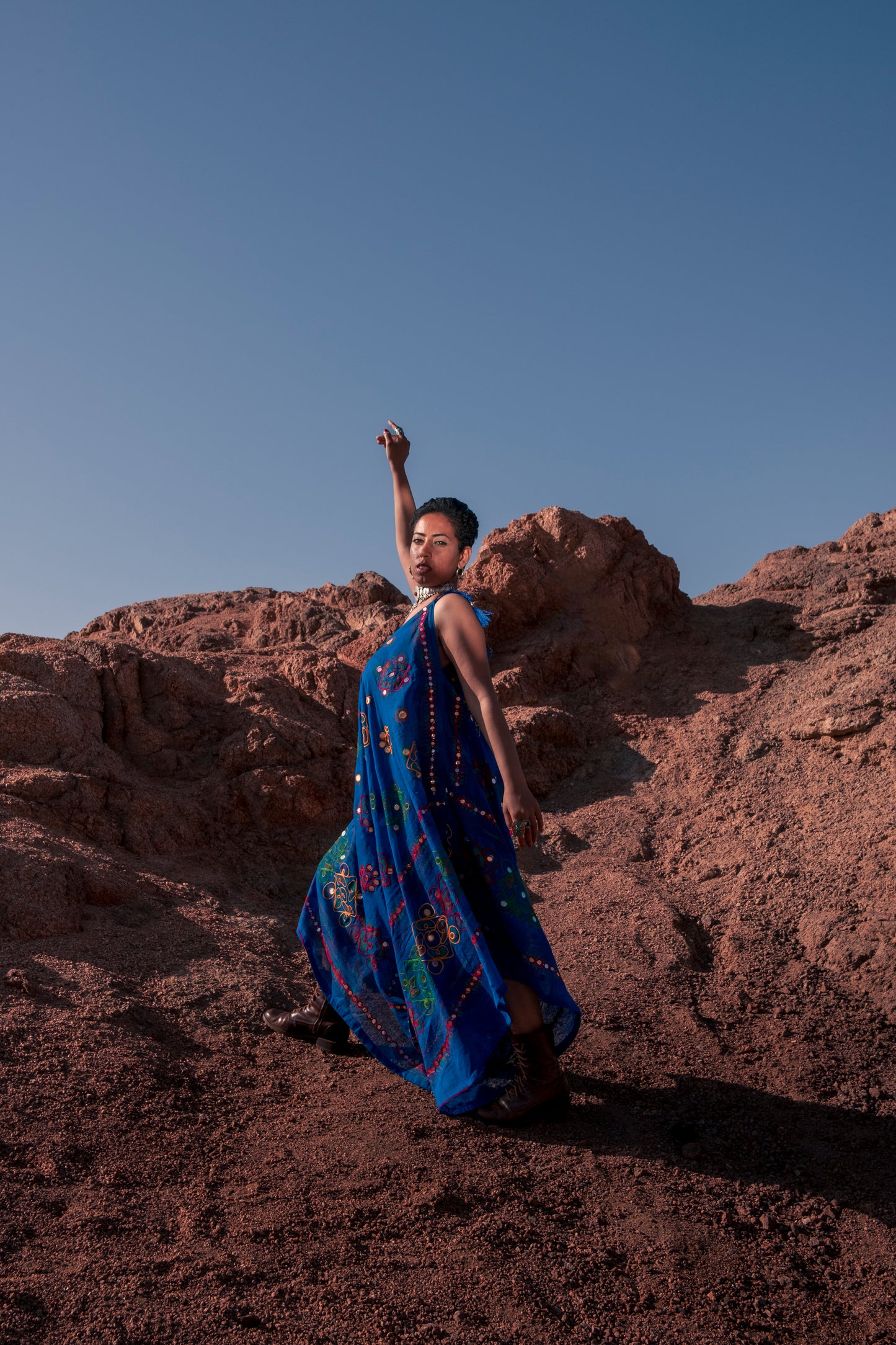 Ahilya Mirror Embroidered Jumpsuit In Royal Blue