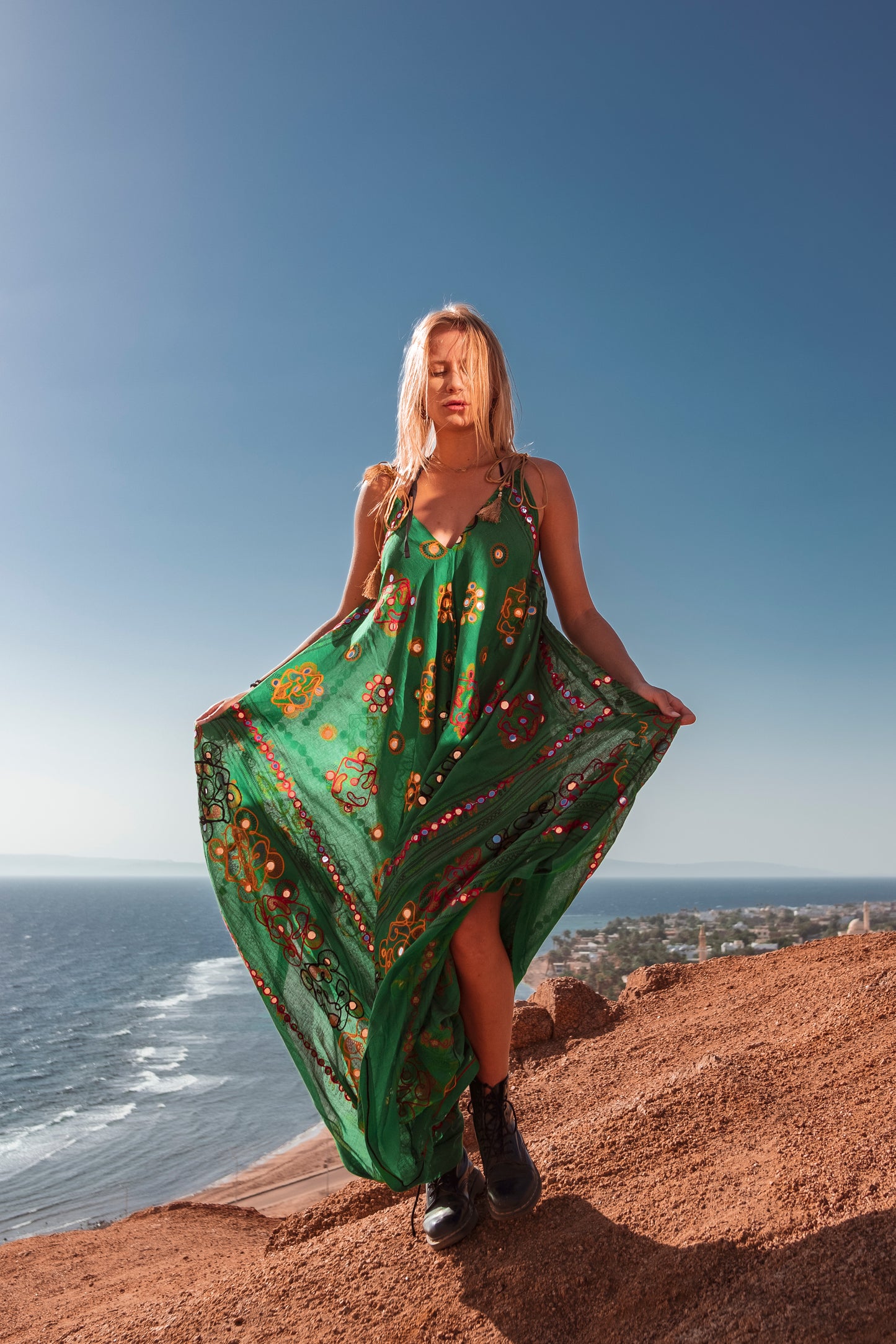 Ahilya Mirror Embroidered Jumpsuit In Green