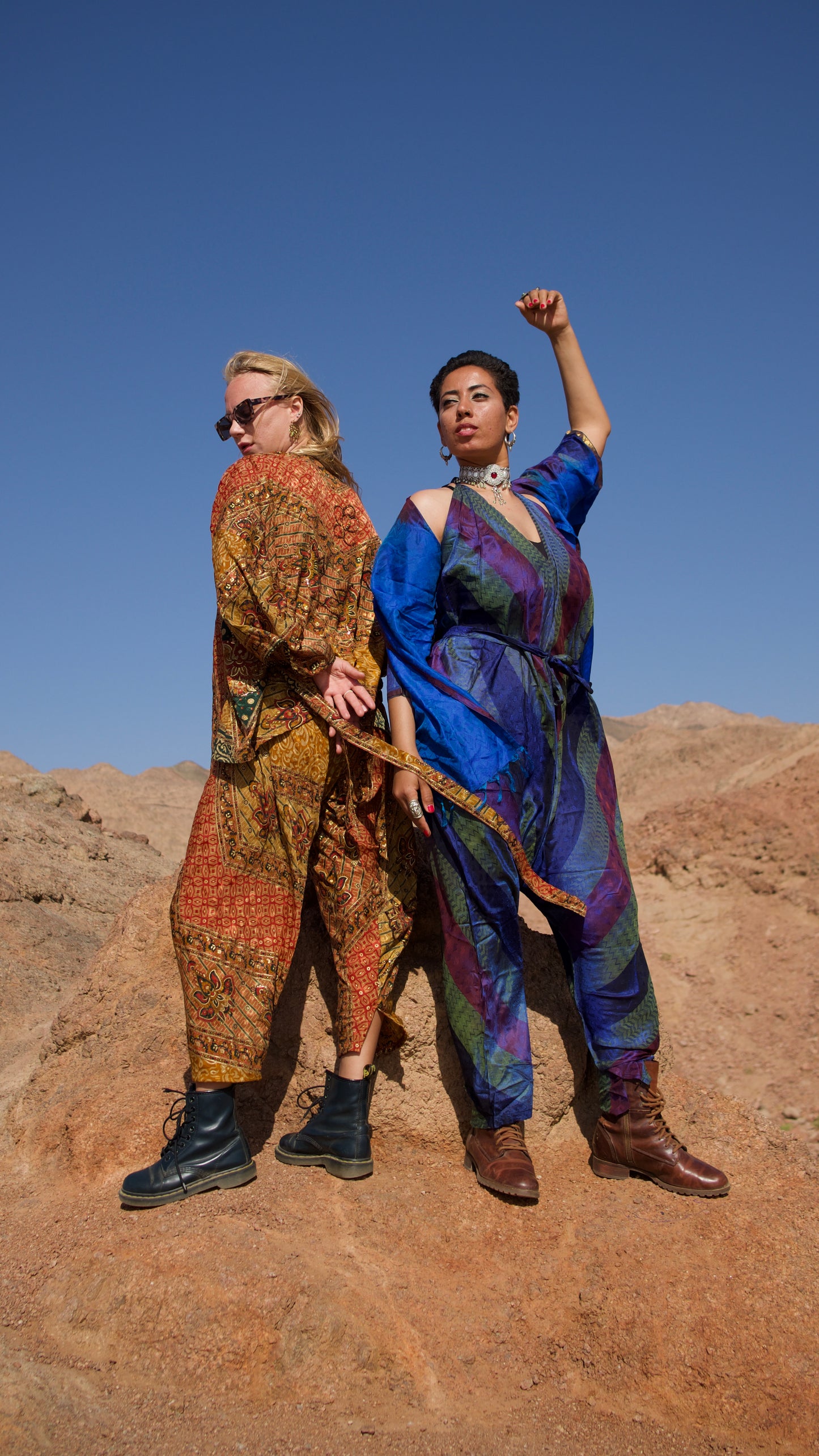 Peacock Backless Silk Jumpsuit