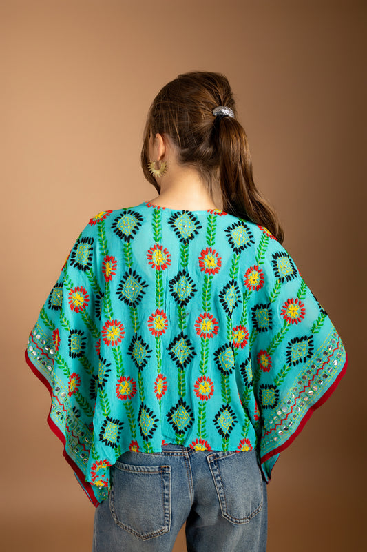 Azmiralda Hand Embroidered Top| Mint
