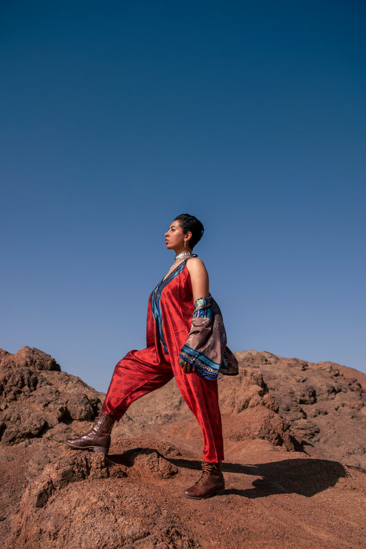 Carmen Backless Silk Jumpsuit And Jacket Set