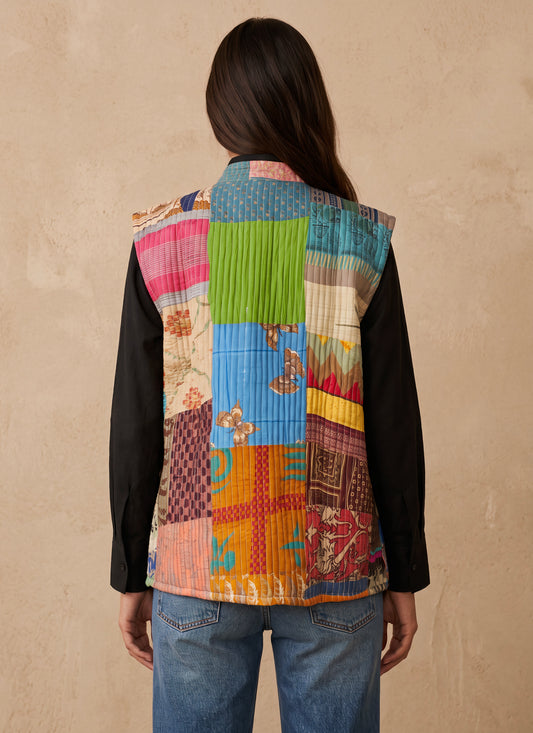 The Reversible Artisan Silk Jacket| Orange Blossom Back