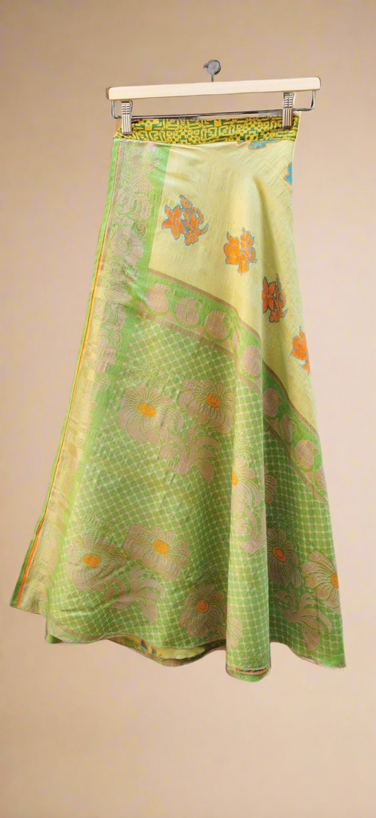 Zoe Silk Double Layers Wrap Skirt