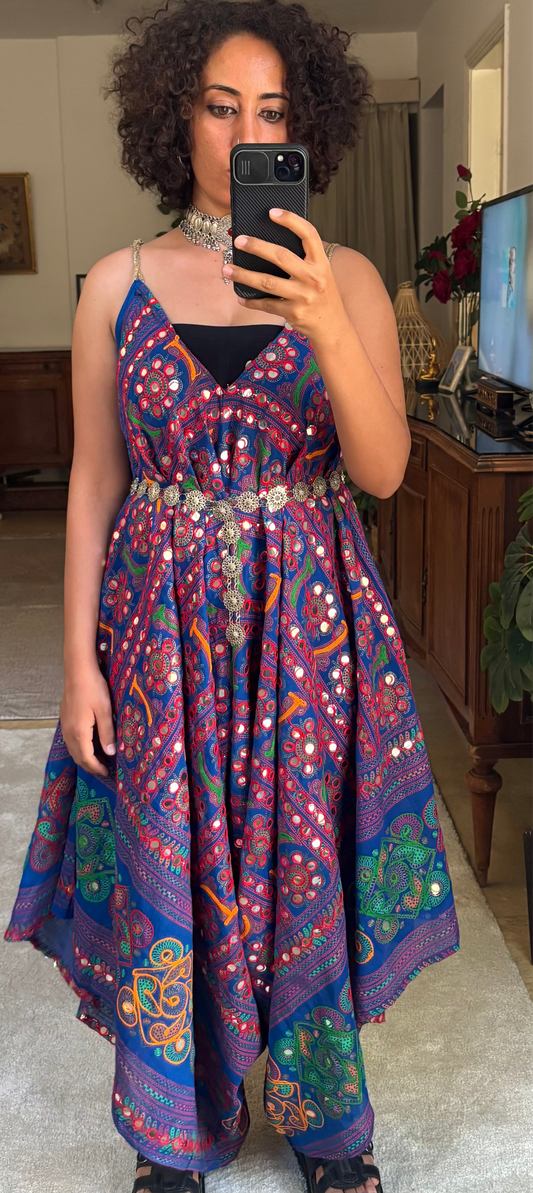 Rajkumari Mirror Embroidered Jumpsuit In Royal Blue