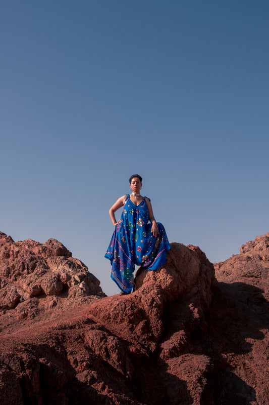 Ahilya Mirror Embroidered Jumpsuit In Royal Blue