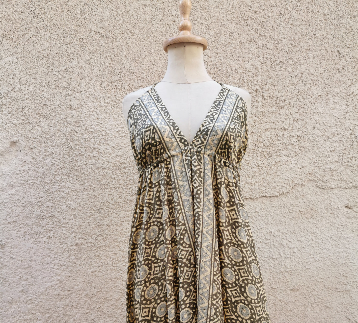 Backless Silk Dress Green Olive