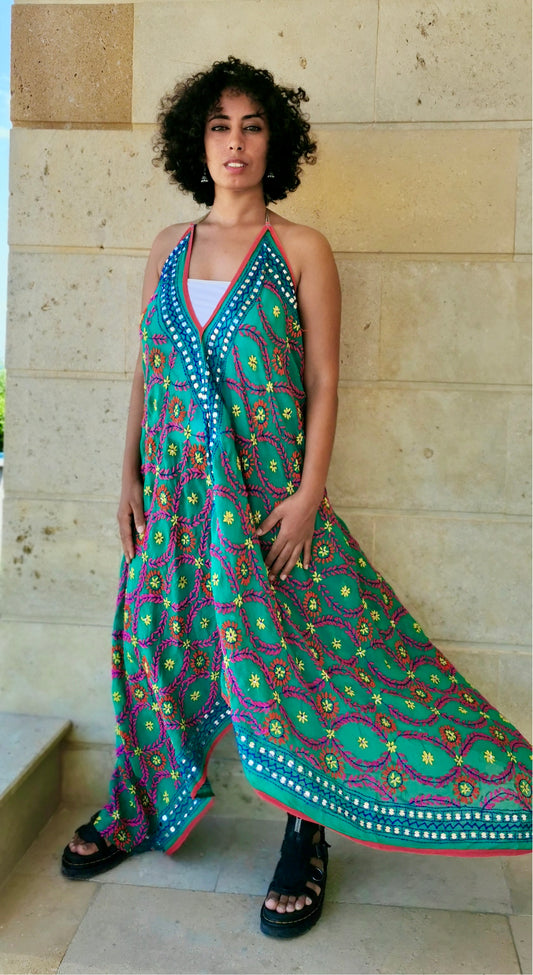 Jana Hand Embroidered Backless Dress