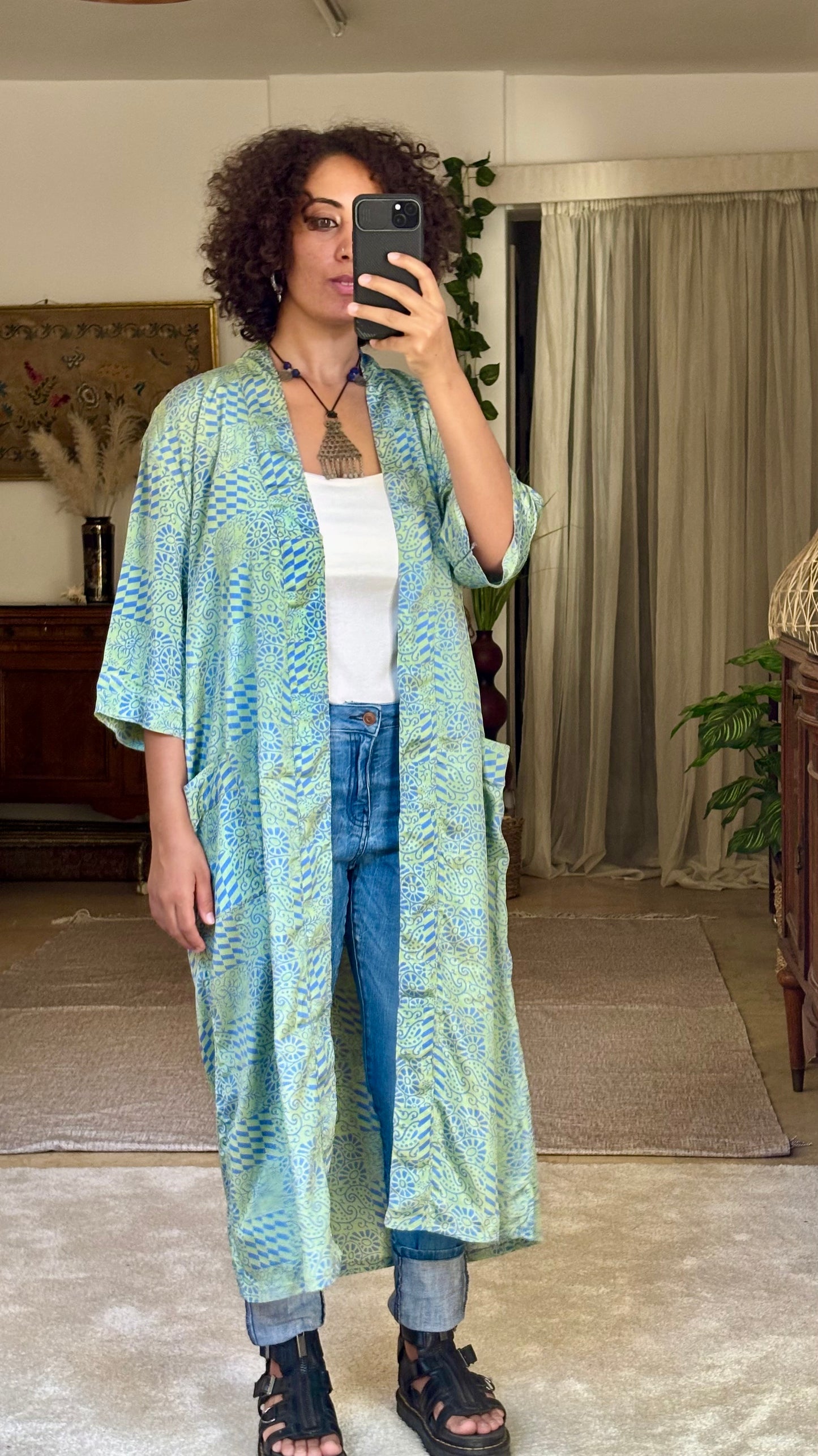 Capri Soft Silk Kimono Mint