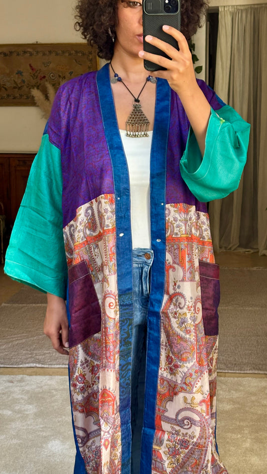 Isa Pure Silk Patchwork Kimono