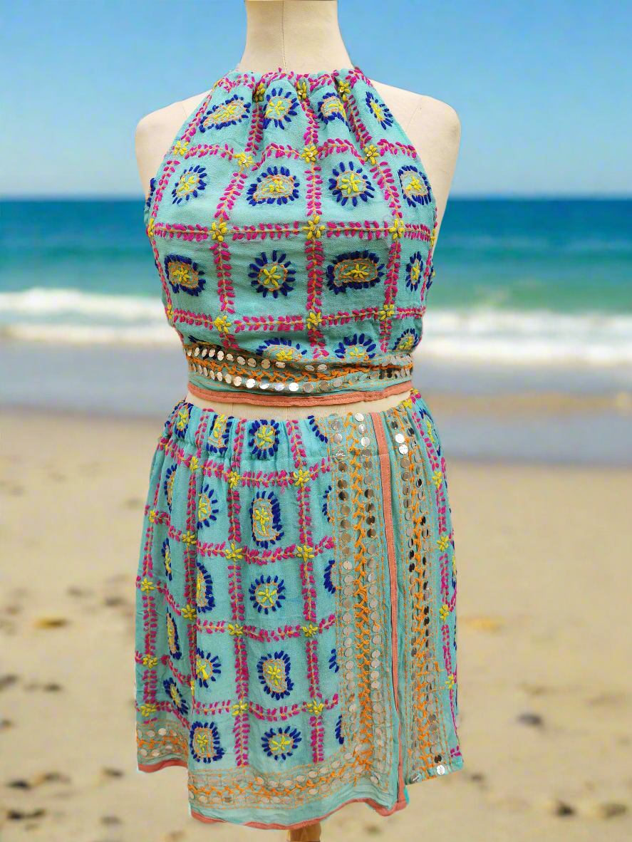 Maya Embroidered Top and Skirt
