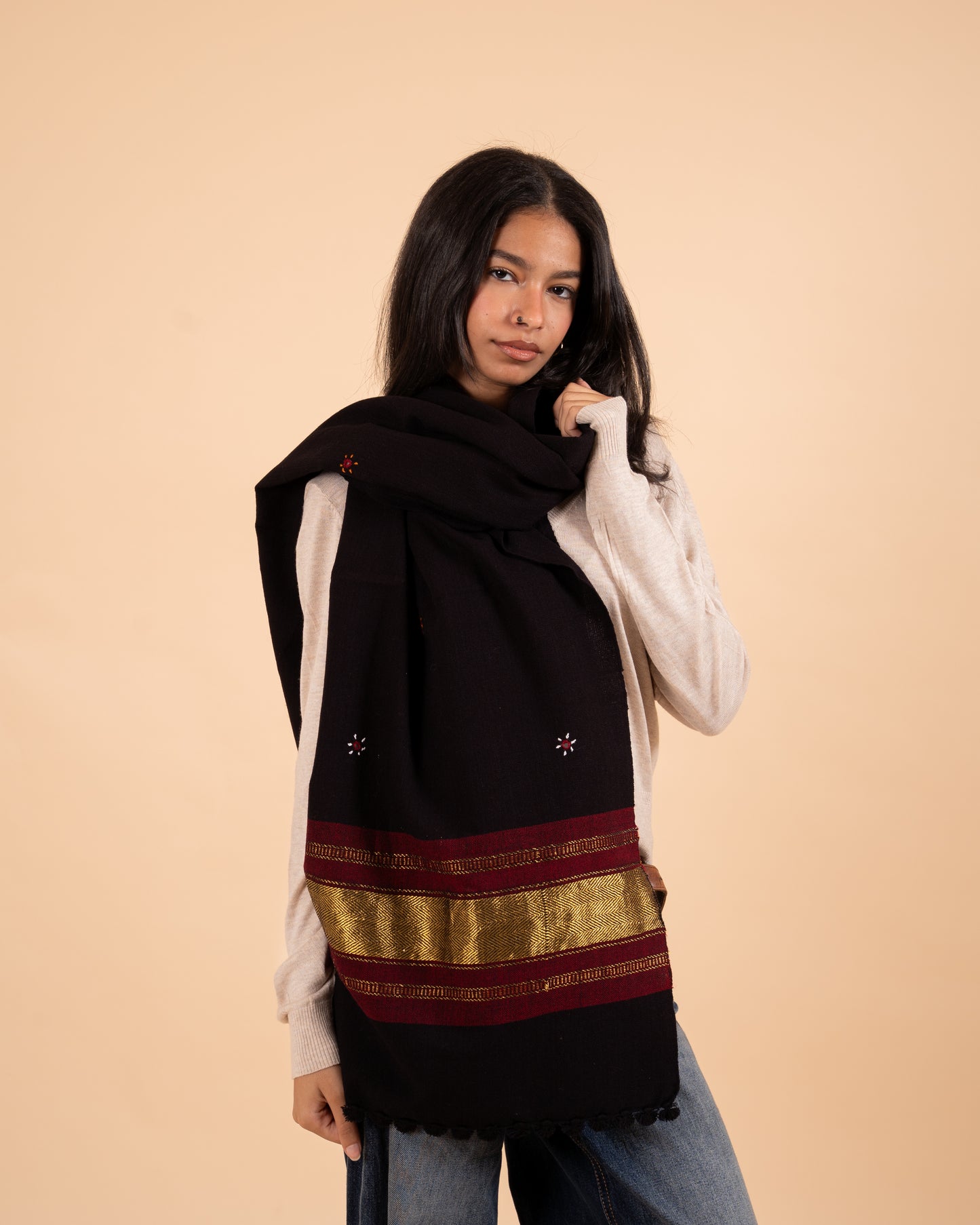 The Desert Shimmer Shawl| Black