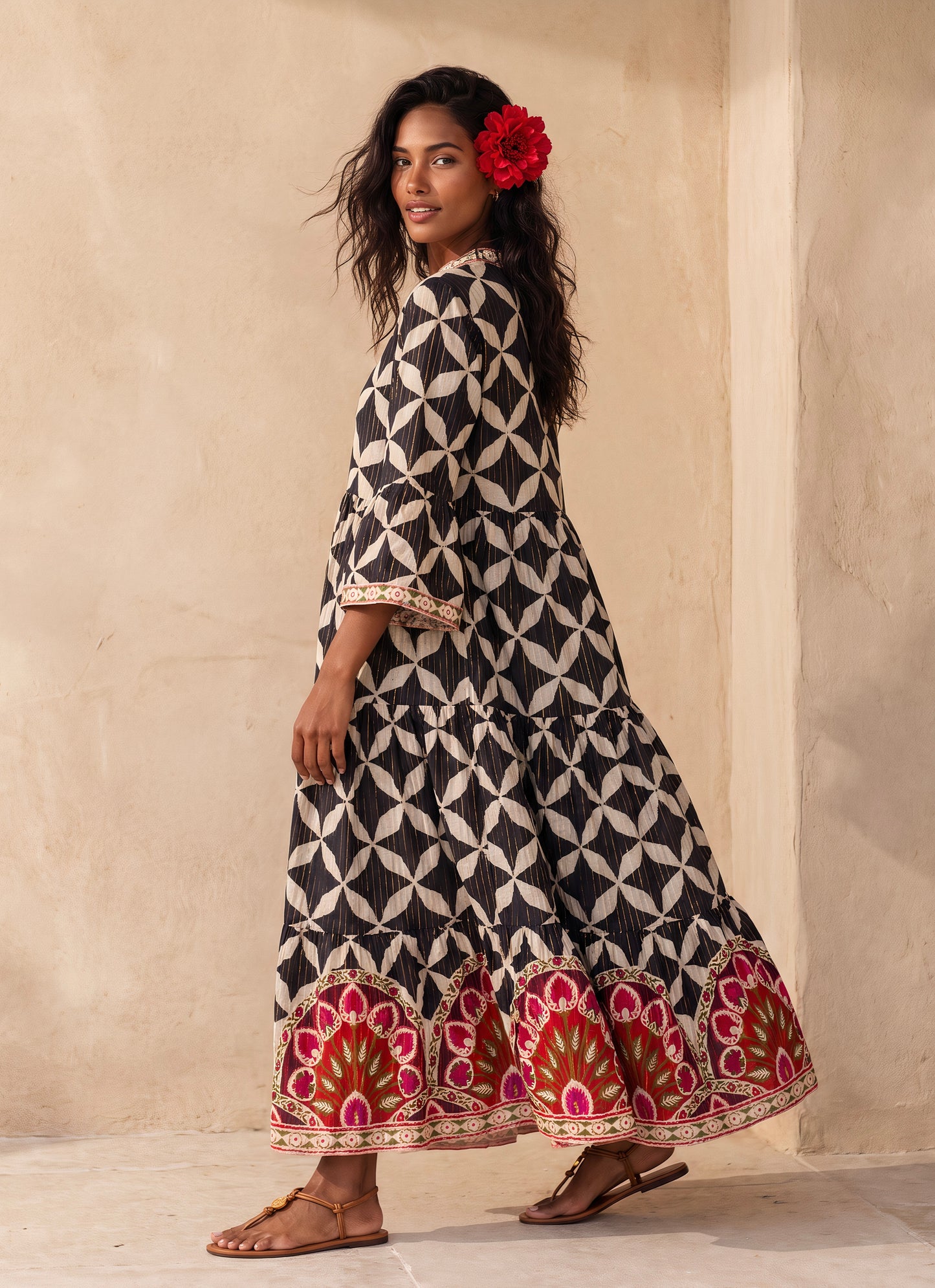 The Riviera Gold Maxi Cotton Dress