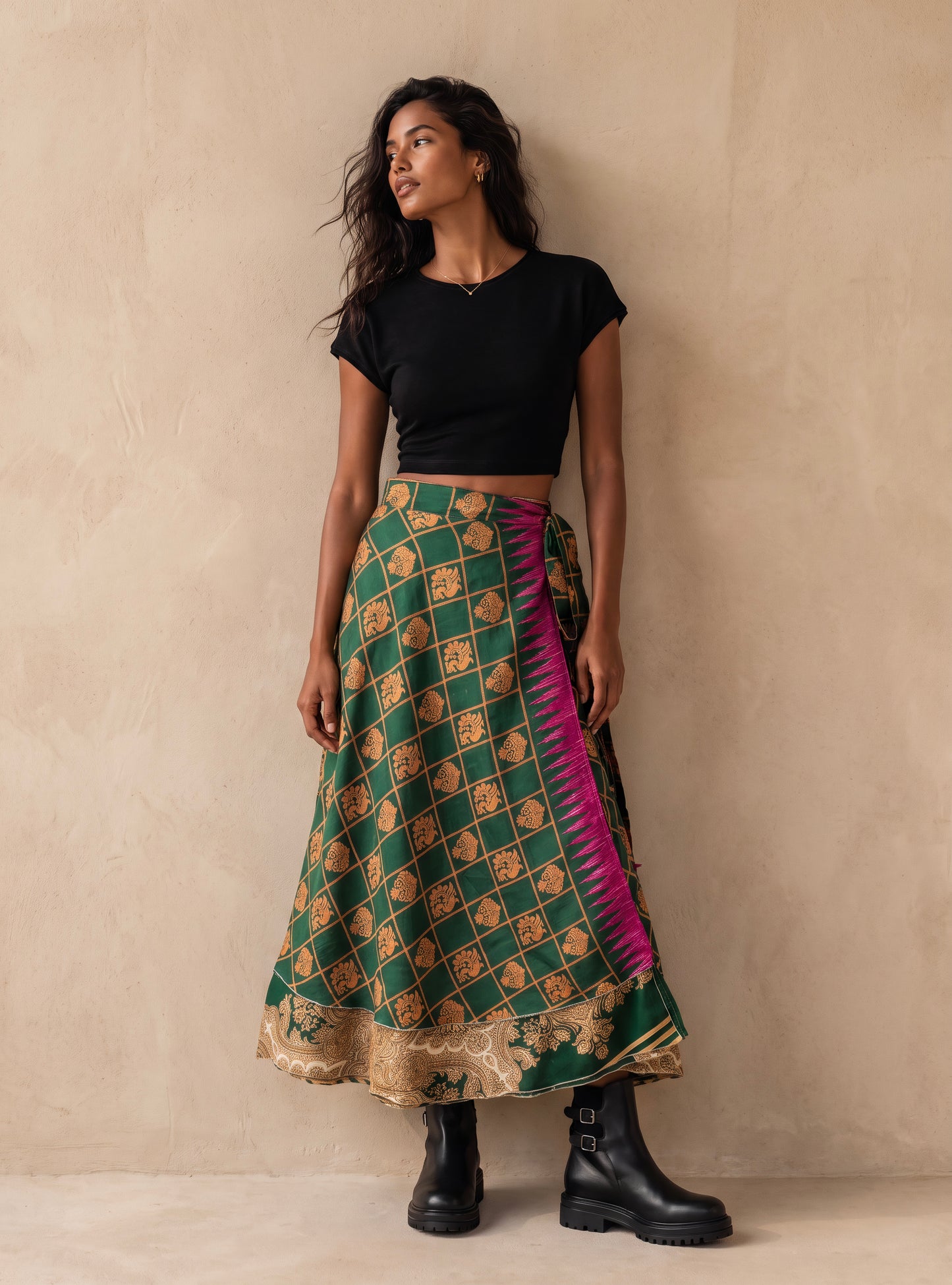 Multi-Wrap Skirt & Dress| Green Fuchsia