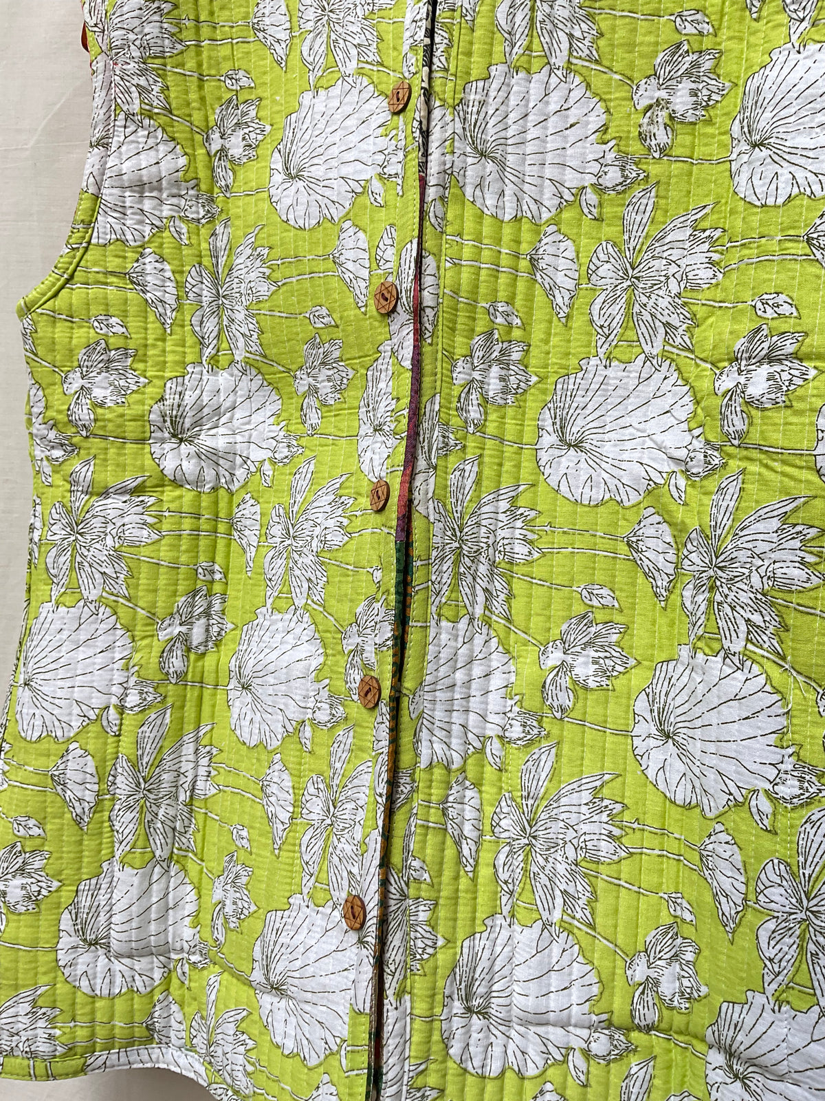 The Reversible Artisan Silk Jacket| lemon Green Back