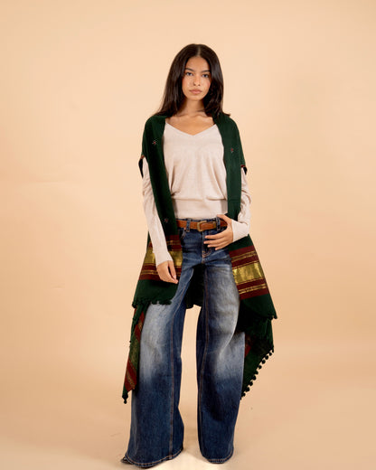 The Desert Shimmer Cardigan| Dark Green