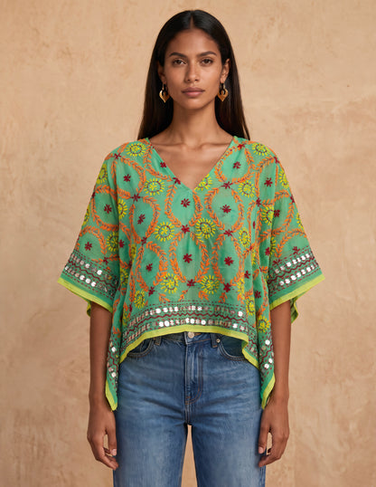 Azmiralda Hand Embroidered Crop Top| Limon