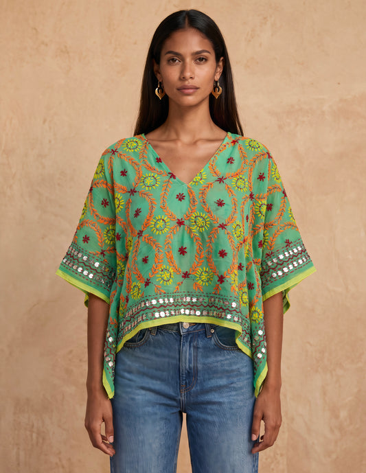 Azmiralda Hand Embroidered Crop Top| Limon
