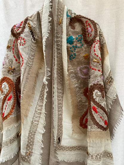 Tanvi Artisan 3 Layers Wool Scarf| Caffe Latte