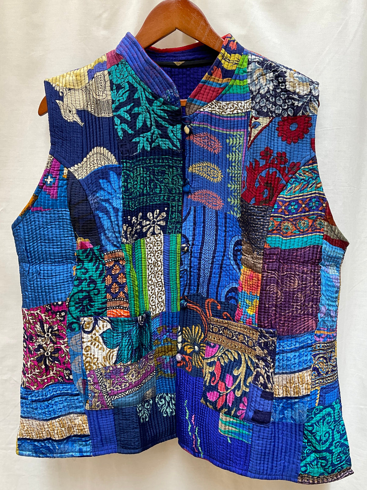 The Reversible Artisan Silk Jacket| Navy Blue Back