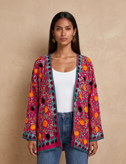 The Artisan Cardigan| Fuchsia
