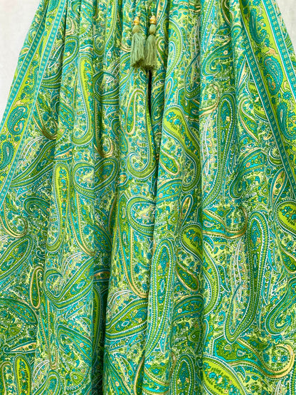 Kira Silk Cropped Top & Palazzo| Tropical Green